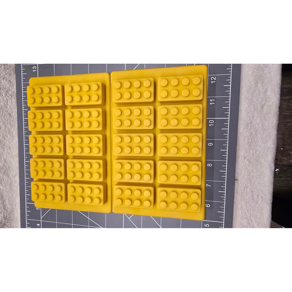 Yellow Silicone Building Block Molds Set of 2 Brick Candy Chocolate Trays